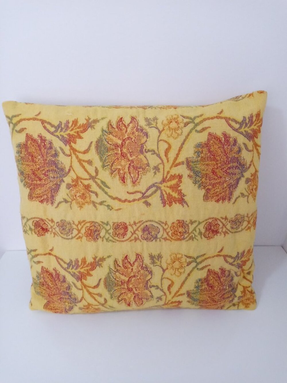 YELLOW BROCADE CUSHION COVERS COMBING CLASSIC ELEGANCE WITH MODERN STYLE! 2/90.